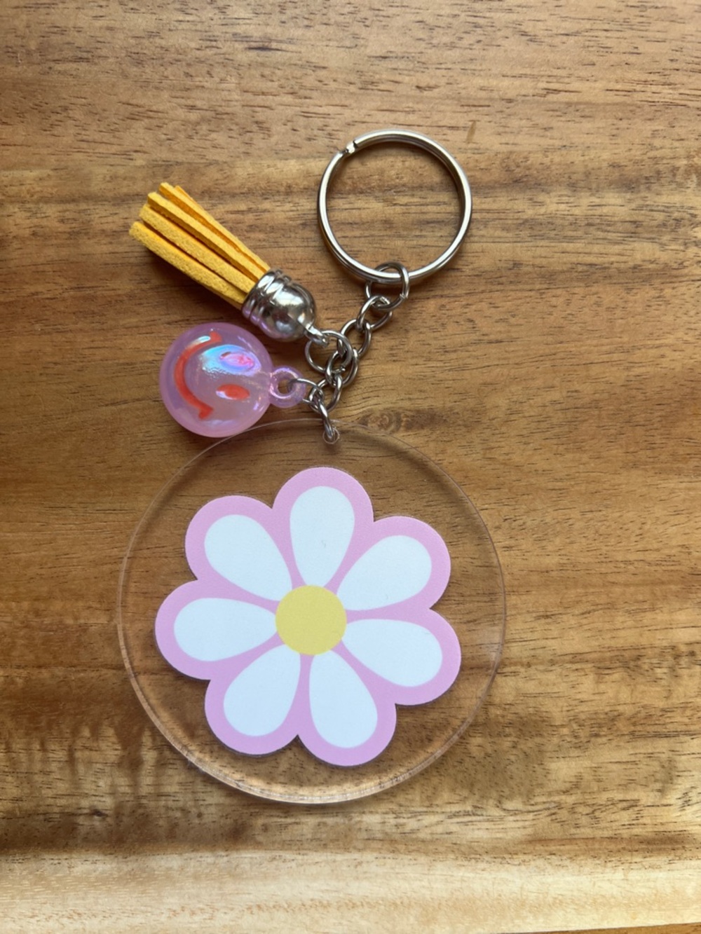 Handmade Flower Keychain and Ribbon Checkered Bookmark Set - Picture 3 of 6